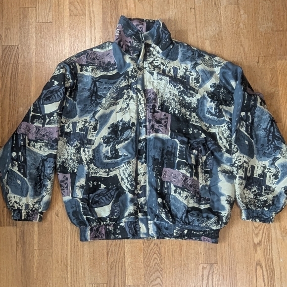 Carte Other - Vintage Carte Abstract Silk Bomber – 100% Silk 90s Art Scene Jacket 🎨🕺 (L)